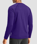 men's thermal base layer long sleeve in deep purple - back view
