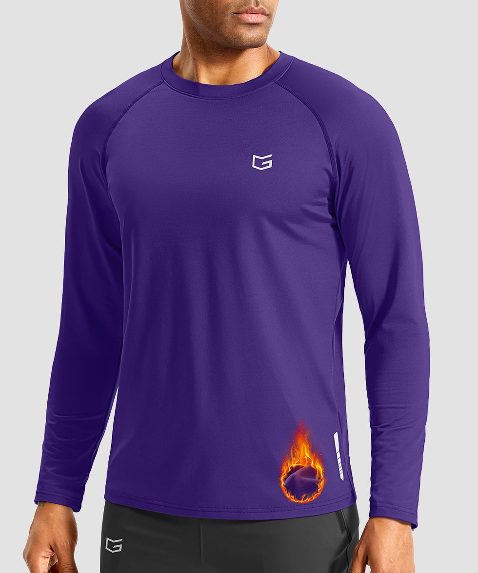 men's thermal base layer long sleeve in deep purple - front view