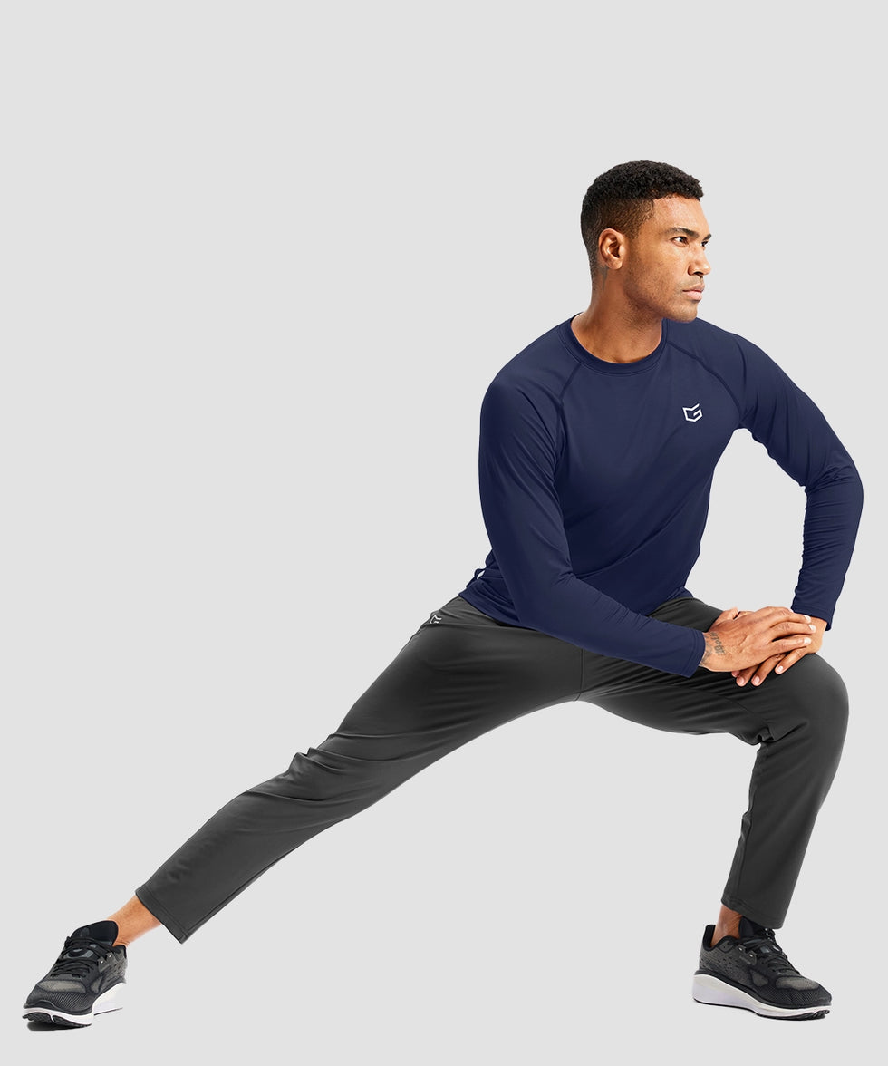 men's thermal base layer long sleeve in navy - side view