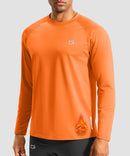 men's thermal base layer long sleeve in orange - front view