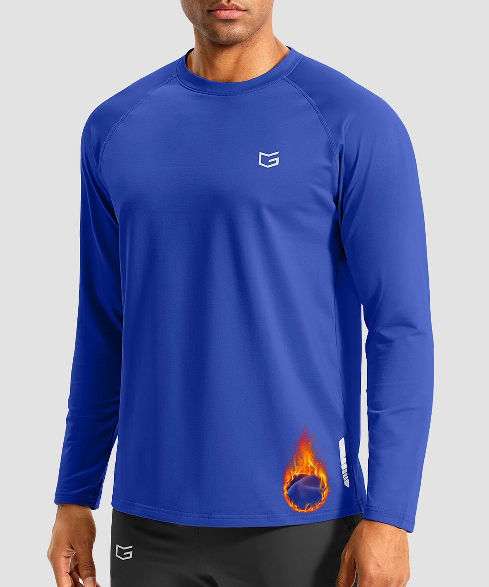 men's thermal base layer long sleeve in royal blue - front view
