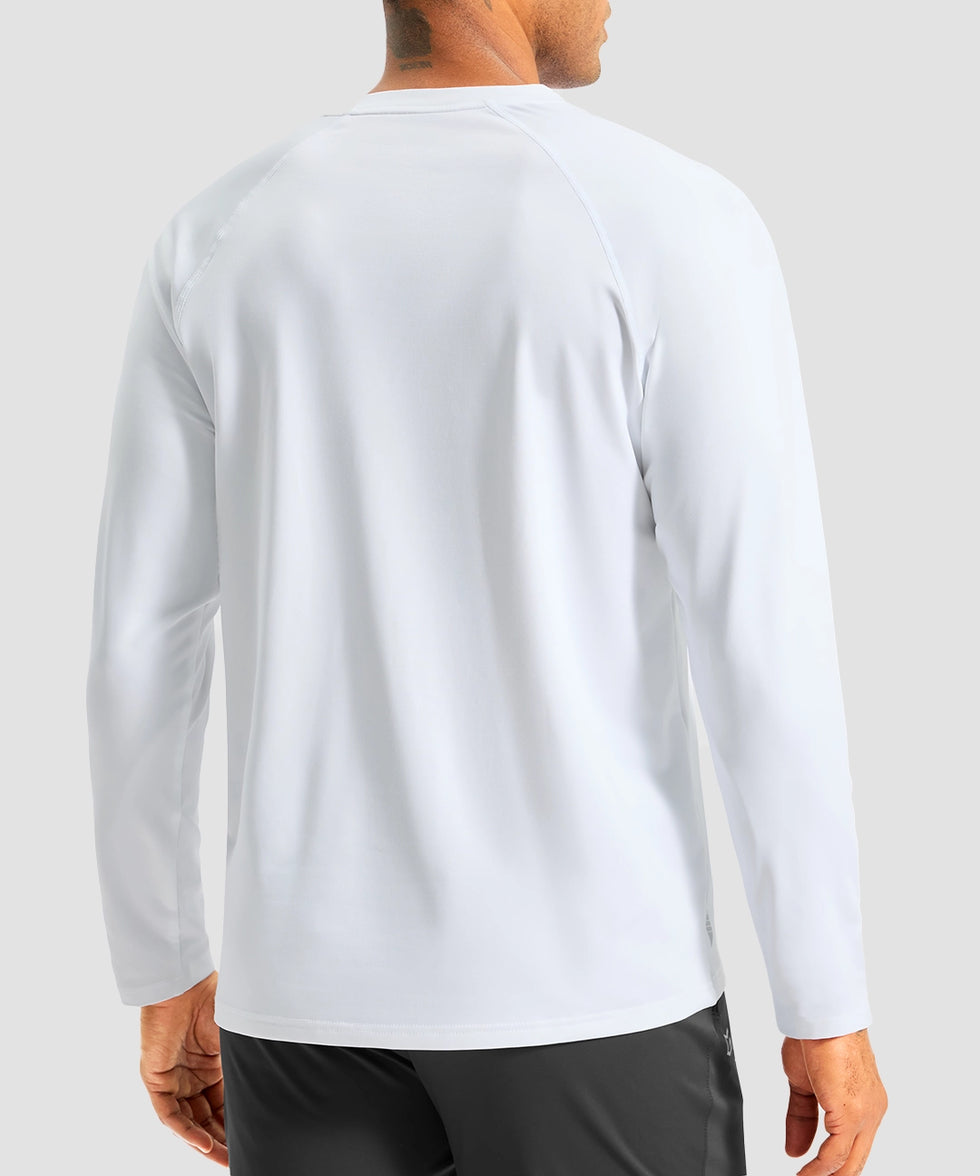men's thermal base layer long sleeve in white - back view