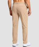 men's uv protection button-up golf pants in light khaki - back view