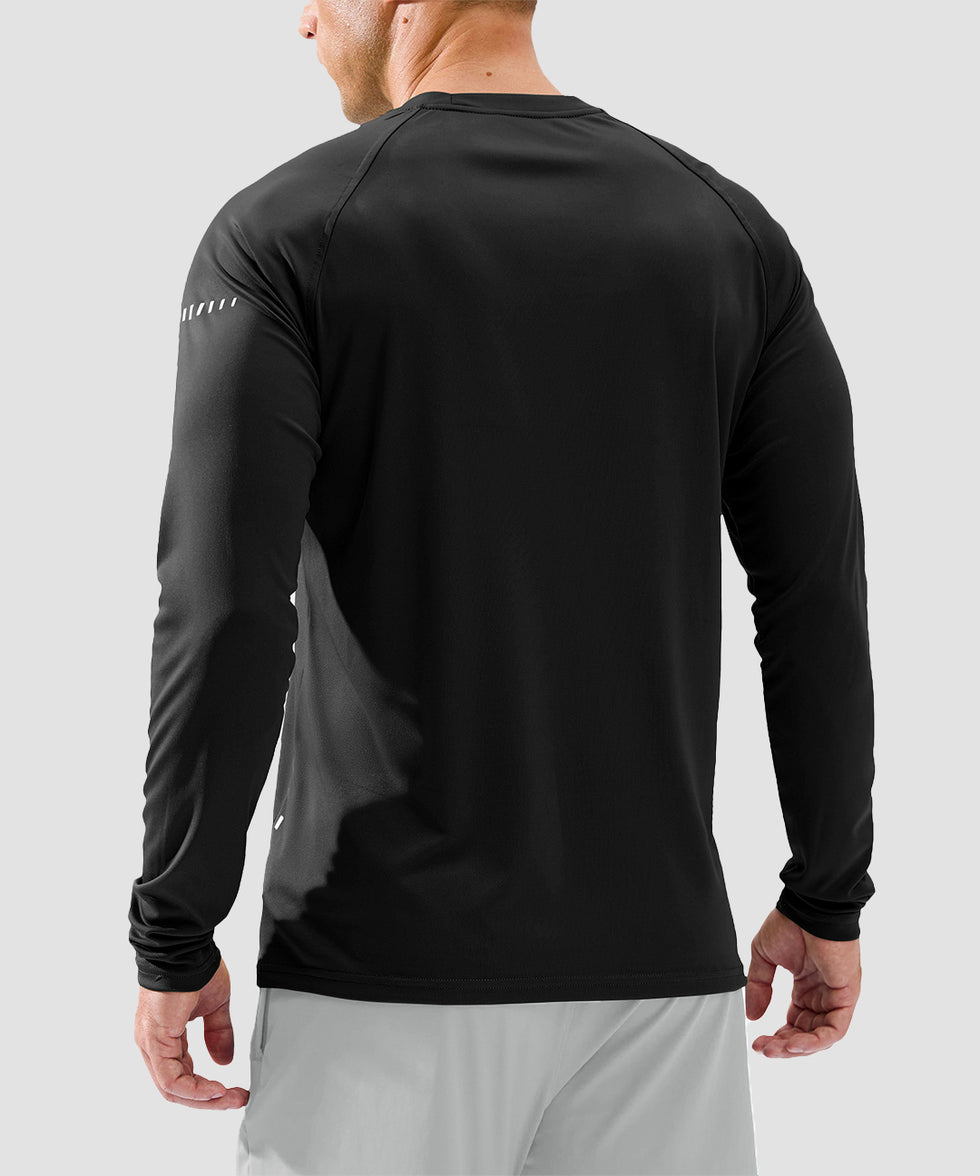 men's uv protection reflective long sleeve in black - back view