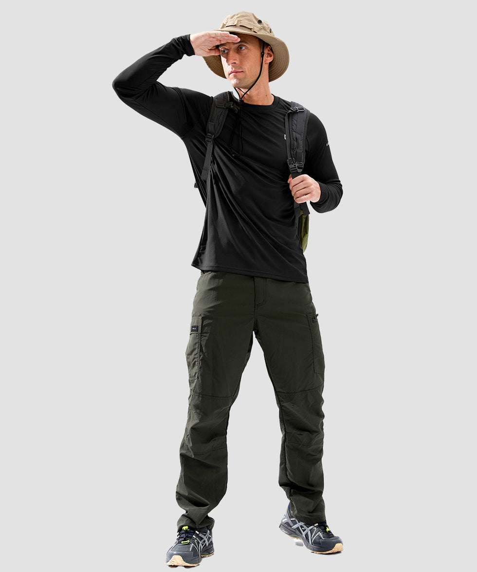 men's uv protection reflective long sleeve in black - matching outfits view