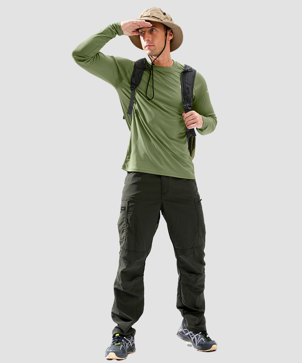 men's uv protection reflective long sleeve in bronze green - matching outfits view