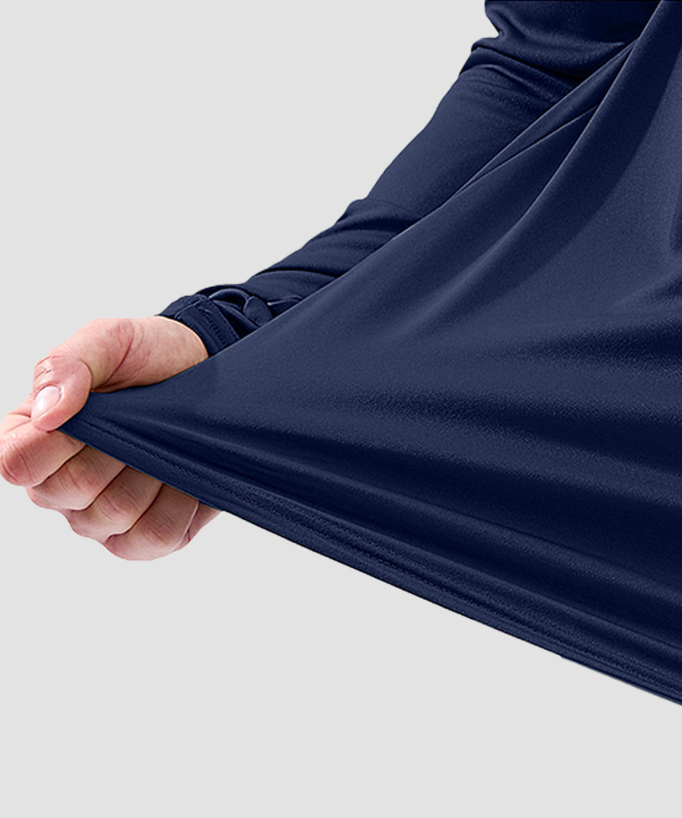 men's uv protection reflective long sleeve in dark blue - fabric detail