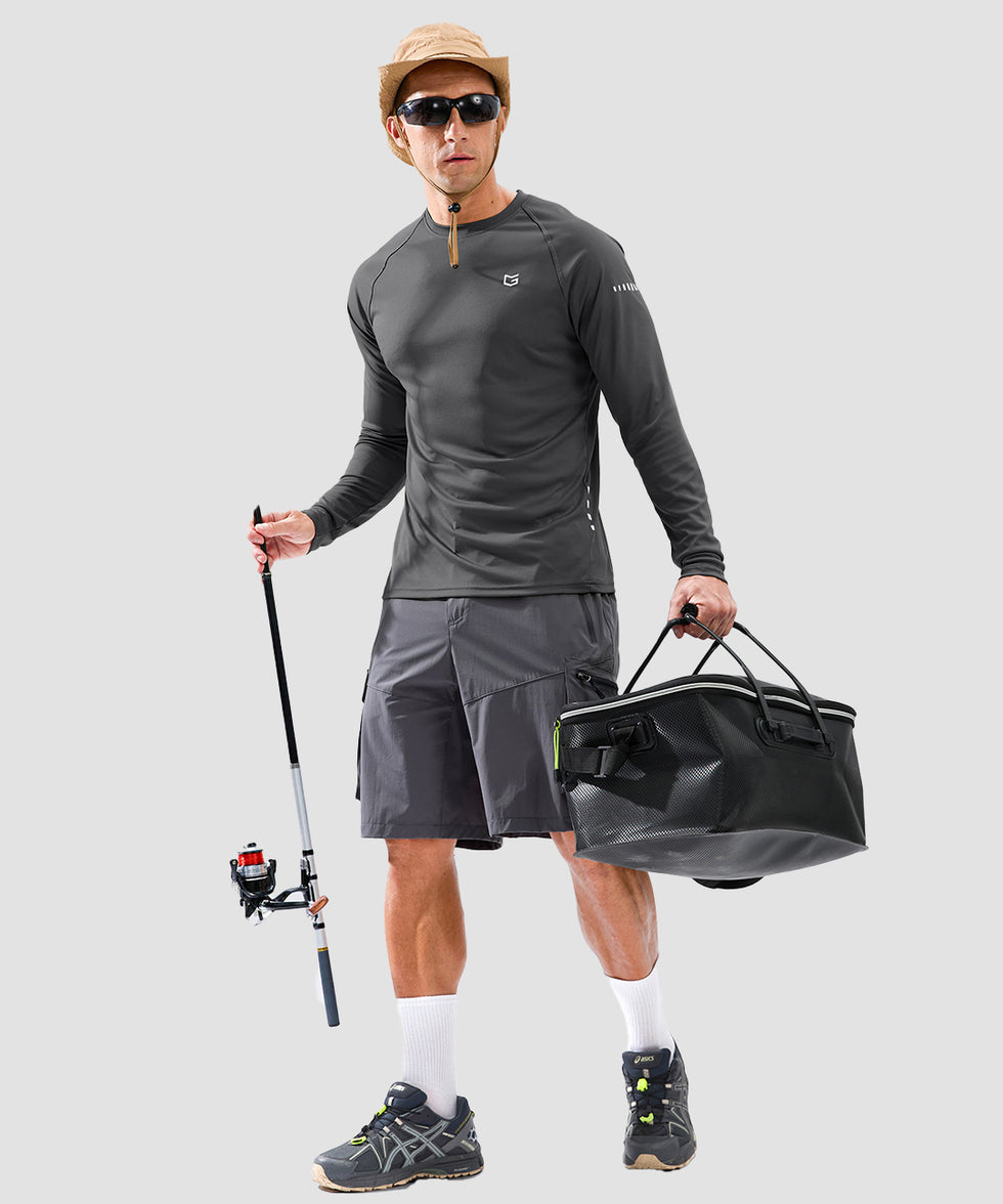 men's uv protection reflective long sleeve in dark gray - matching outfits view