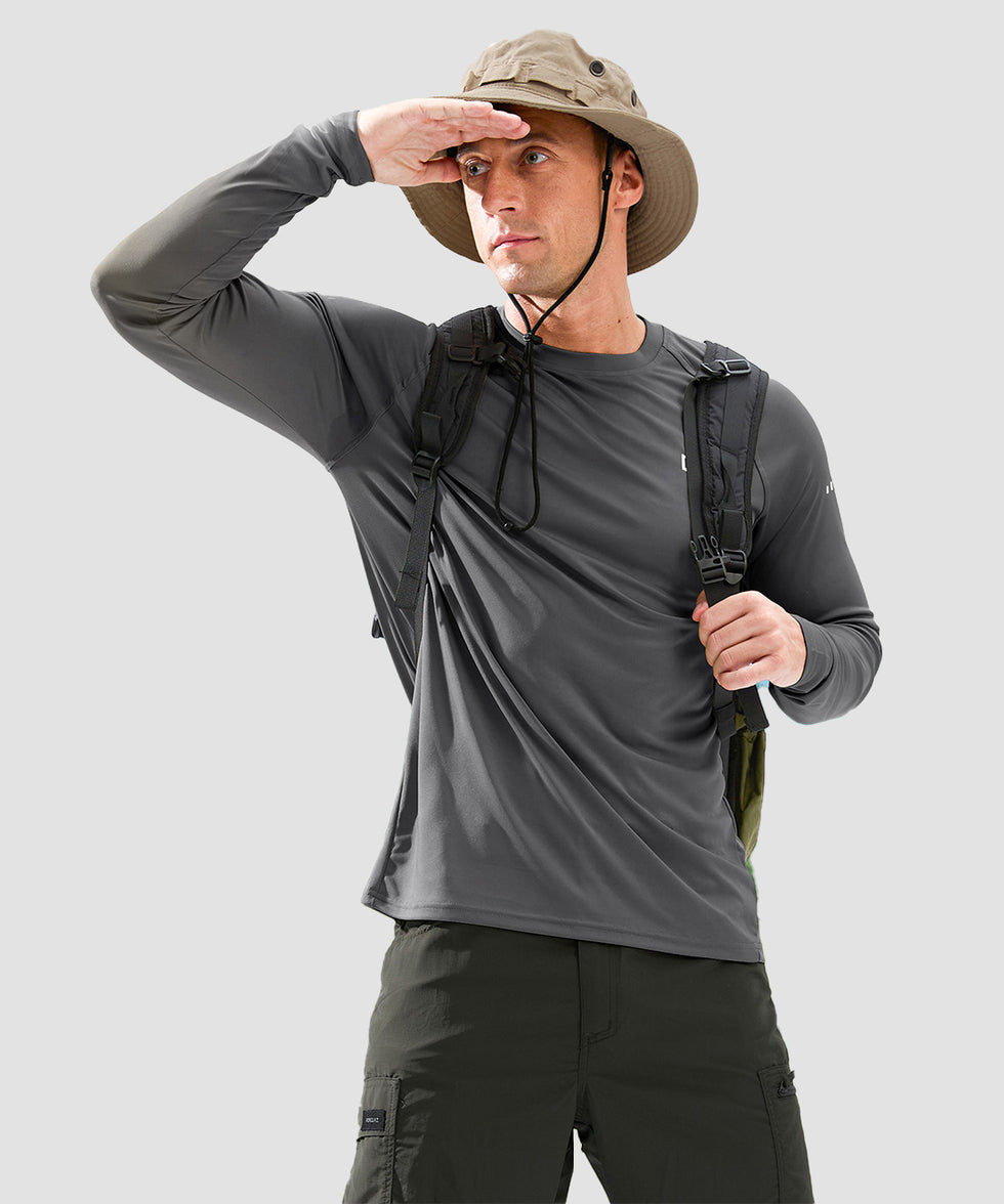 men's uv protection reflective long sleeve in dark gray - side view