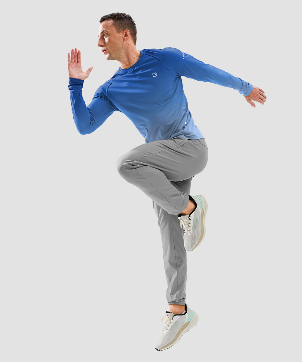 men's uv protection reflective long sleeve in gradient blue white - matching outfits view