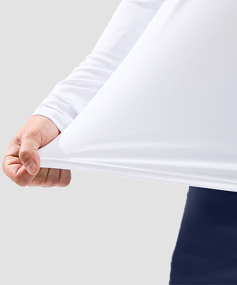 men's uv protection reflective long sleeve in white - fabric detail
