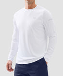 men's uv protection reflective long sleeve in white - front view