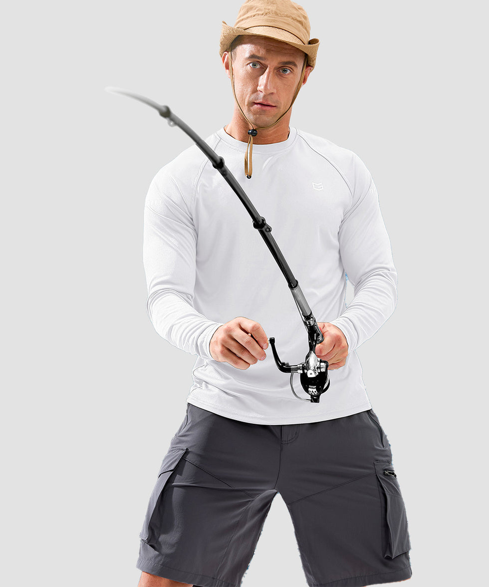men's uv protection reflective long sleeve in white - matching outfits view 2