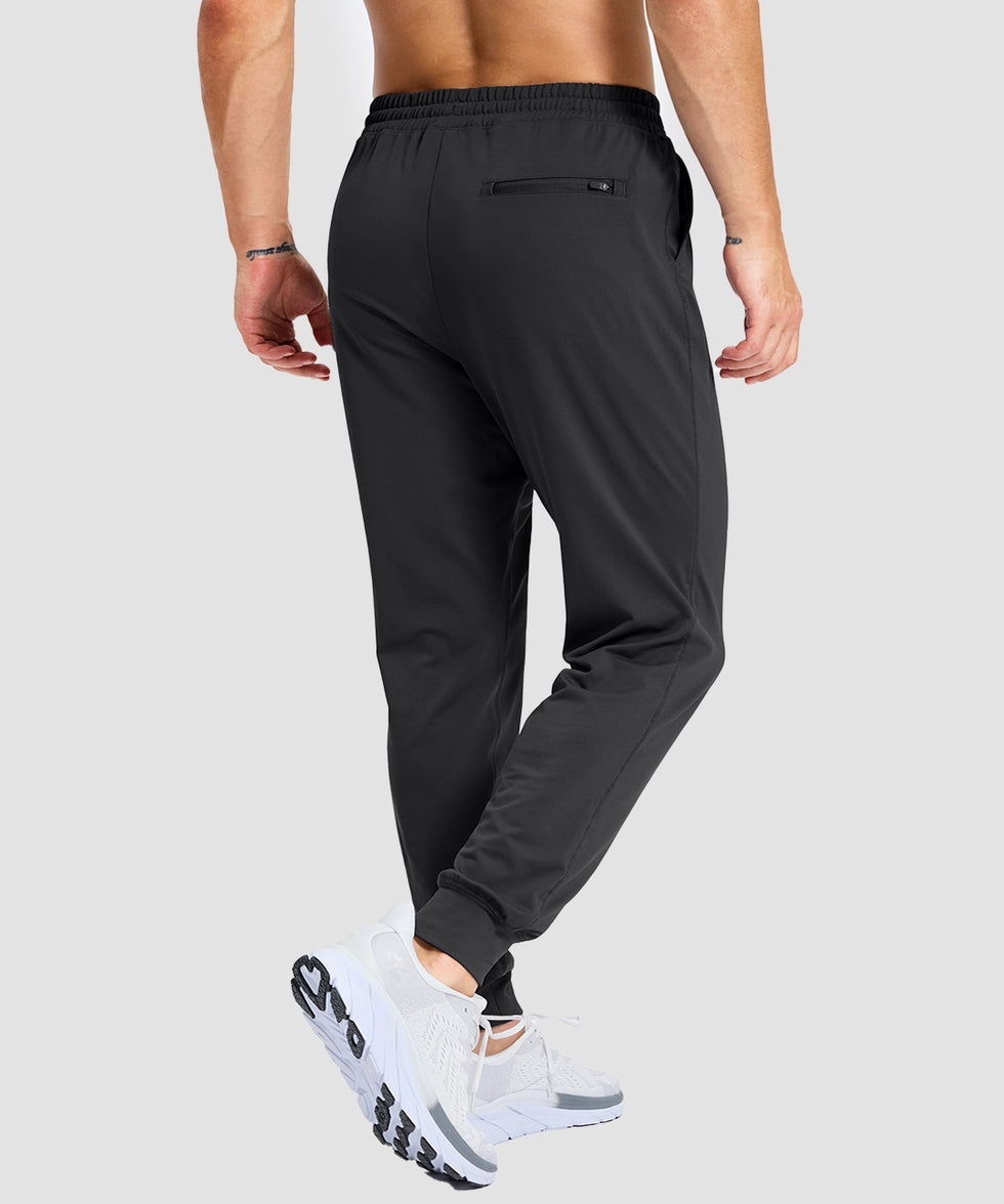 mid-rise heavyweight joggers in black - back view