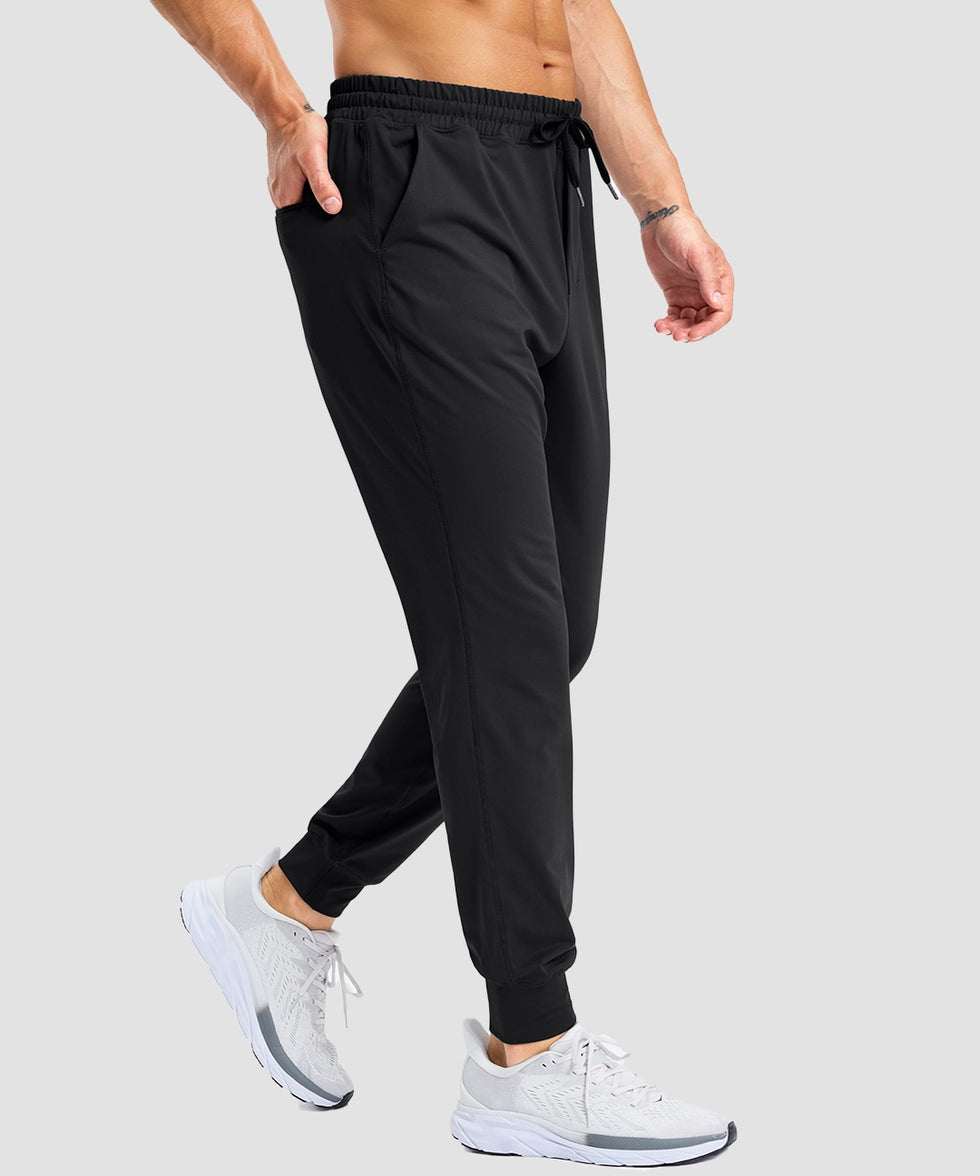 mid-rise heavyweight joggers in black - side view
