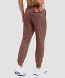 mid-rise heavyweight joggers in dusty blue - back view