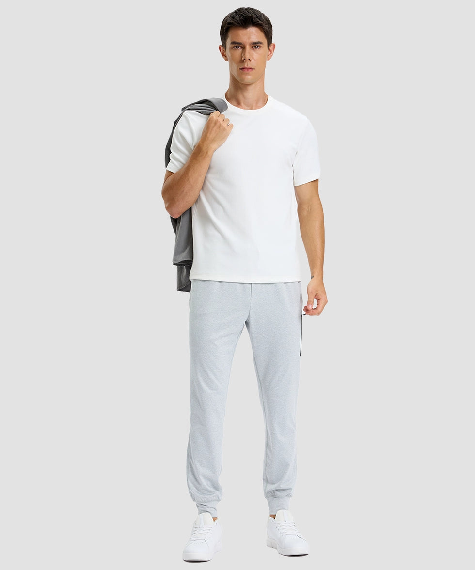mid-rise heavyweight joggers in grayish white - front view