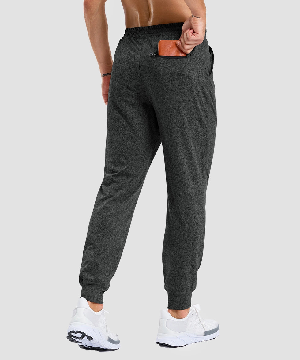 mid-rise heavyweight joggers in heather charcoal - back view