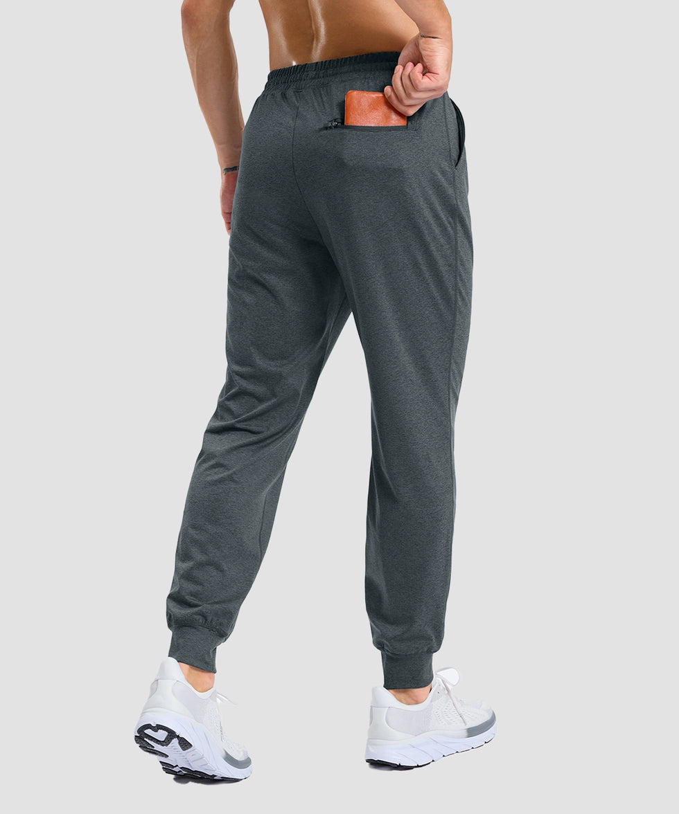 mid-rise heavyweight joggers in heather gray - back view
