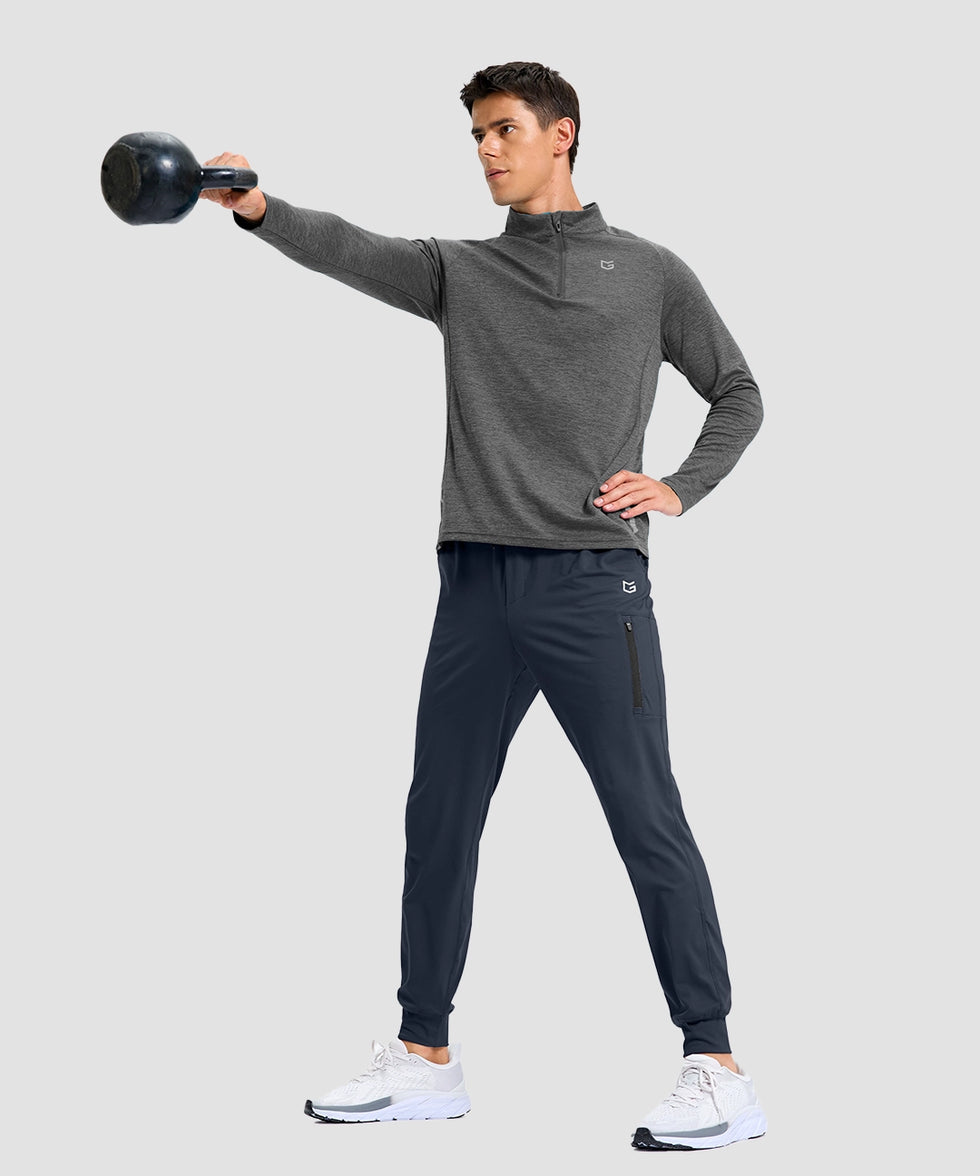 mid-rise heavyweight joggers in navy - front view