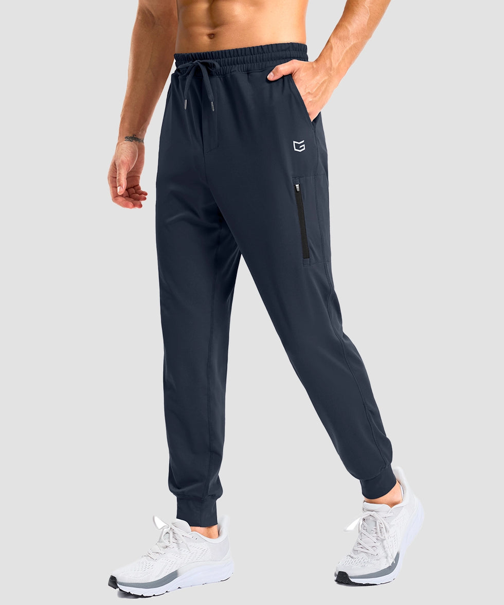 mid-rise heavyweight joggers in navy - pocket details view