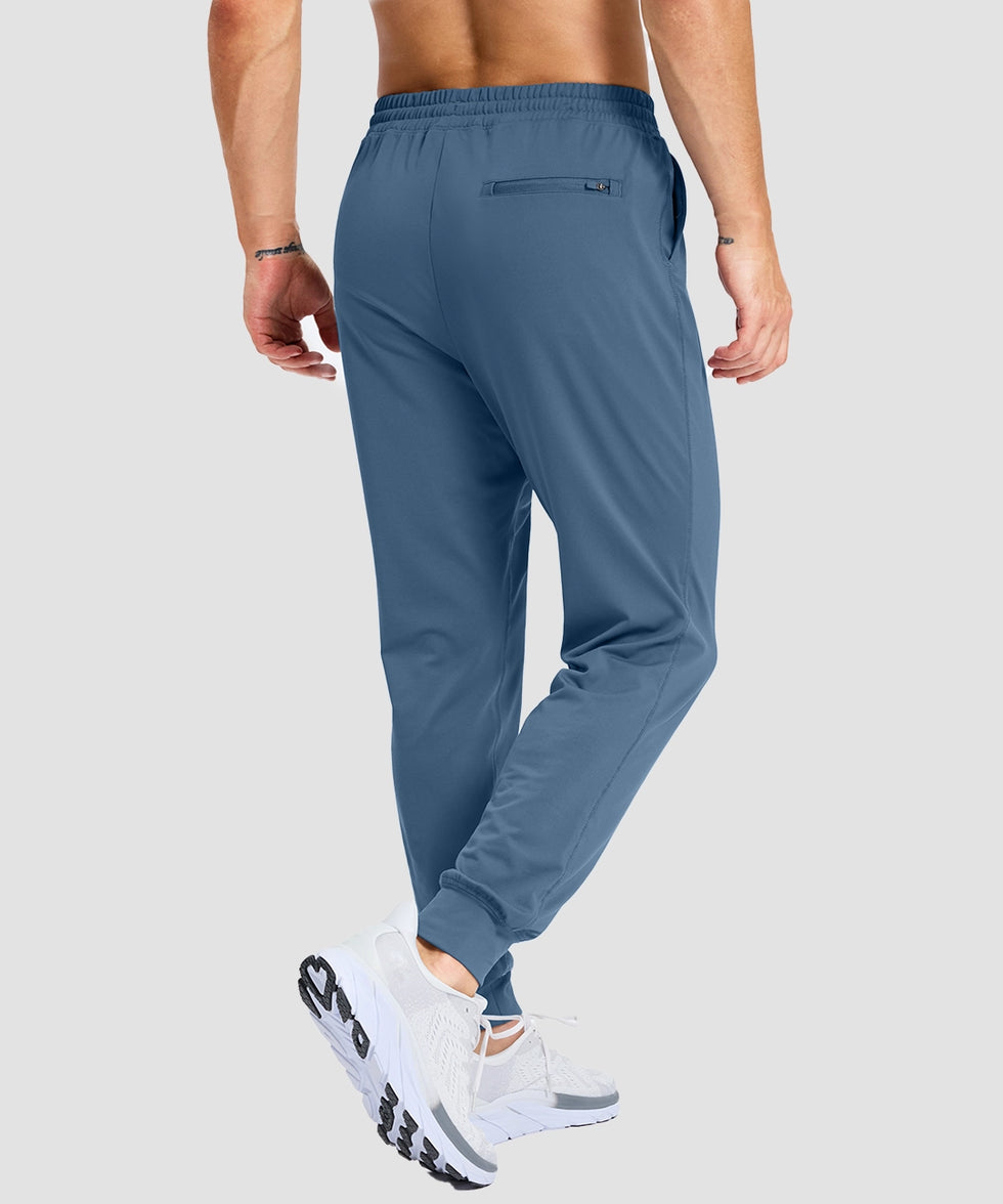 mid-rise heavyweight joggers in slate blue - back view