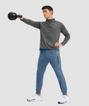 mid-rise heavyweight joggers in slate blue - front view
