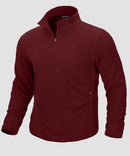 quarter zip fleece pullover in wine - front view