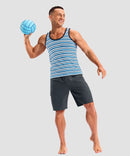 quick dry 9" pocketed board shorts in dark gray - on model view