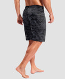 quick dry 9" pocketed board shorts in gray camo - on model back view