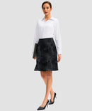 ruffle modest golf skort in black tie-dye - front view