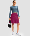 ruffle modest golf skort in fuchsia purple - front view