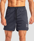 side slit zipper pocket short 5" in dark gray - front view