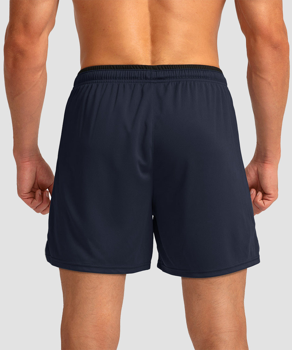 side slit zipper pocket short 5" in navy - back view