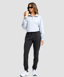 tall zip pockets cotton jogger in black - on model