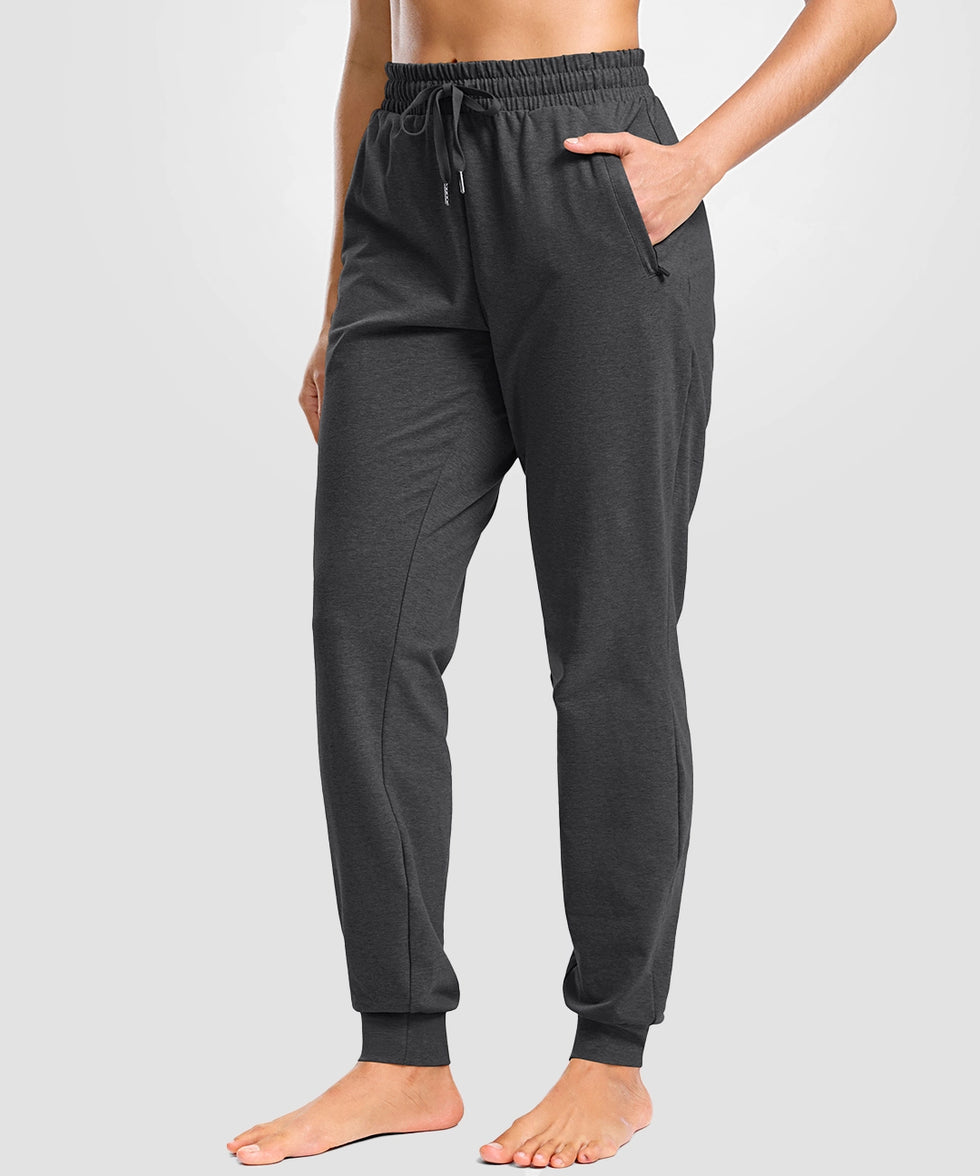 tall zip pockets cotton jogger in charcoal - front view