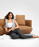 tall zip pockets cotton jogger in charcoal - on model