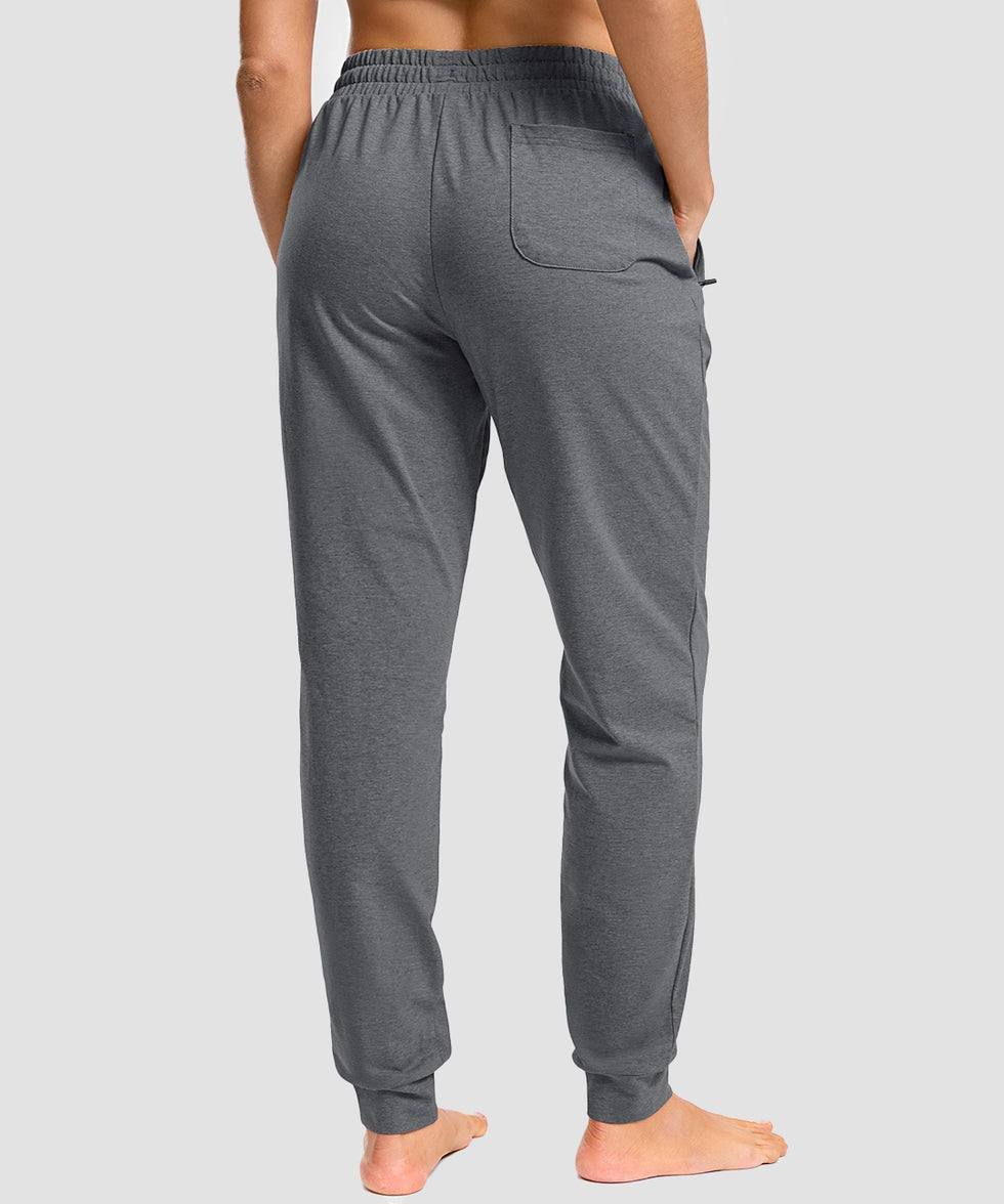 tall zip pockets cotton jogger in dark grey - back view