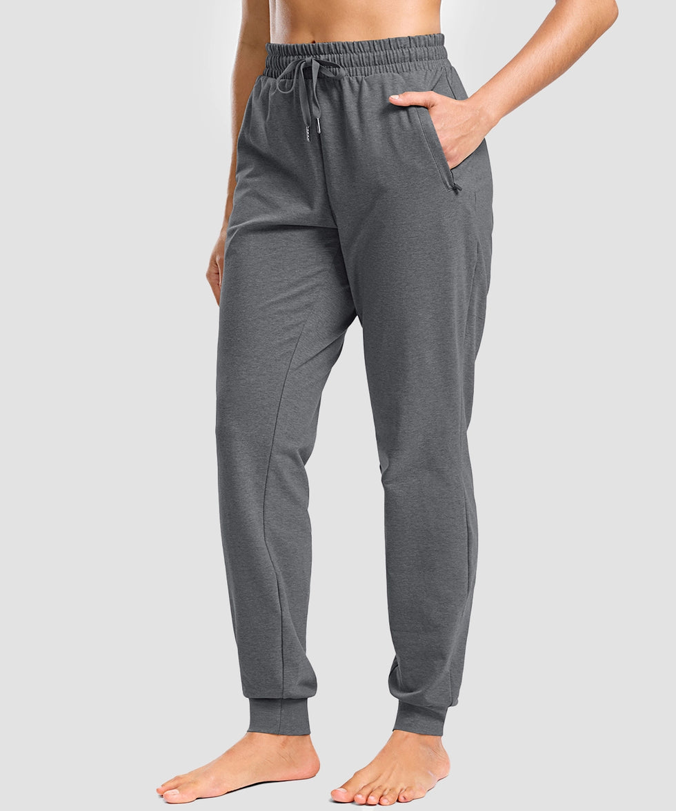 tall zip pockets cotton jogger in dark grey - front view