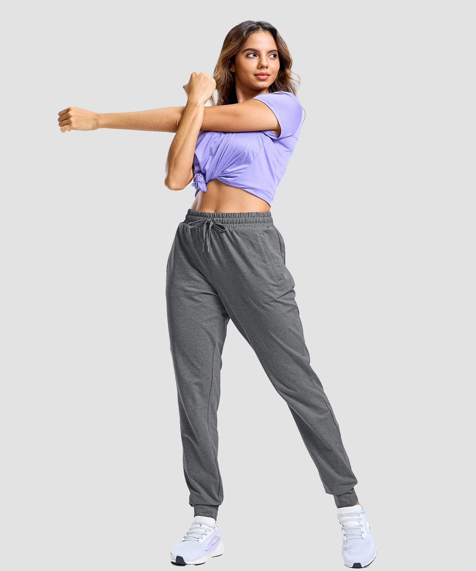 tall zip pockets cotton jogger in dark grey - on model