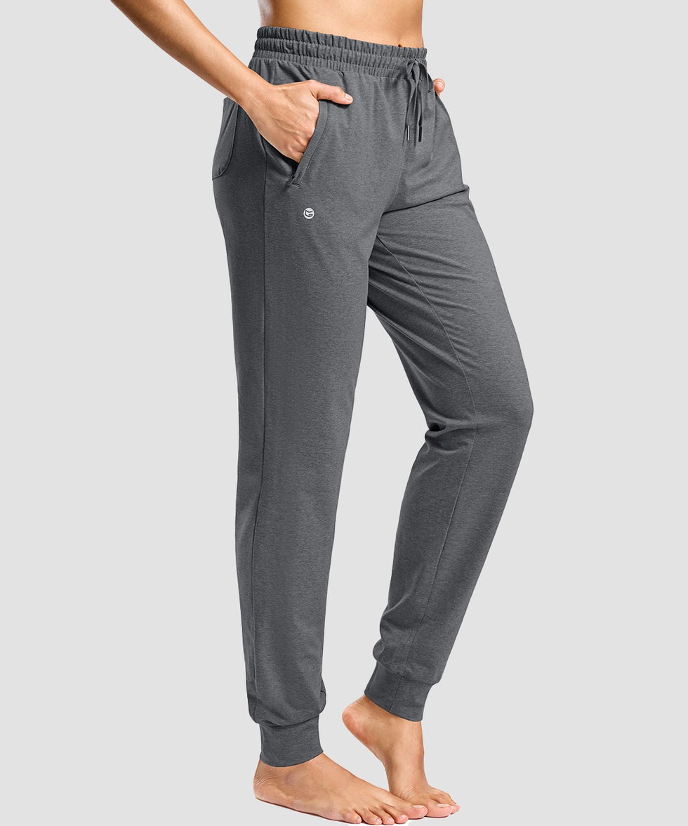 tall zip pockets cotton jogger in dark grey - side view