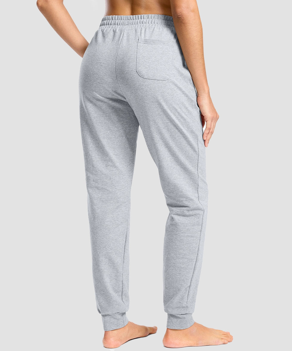 tall zip pockets cotton jogger in grayish white - back view