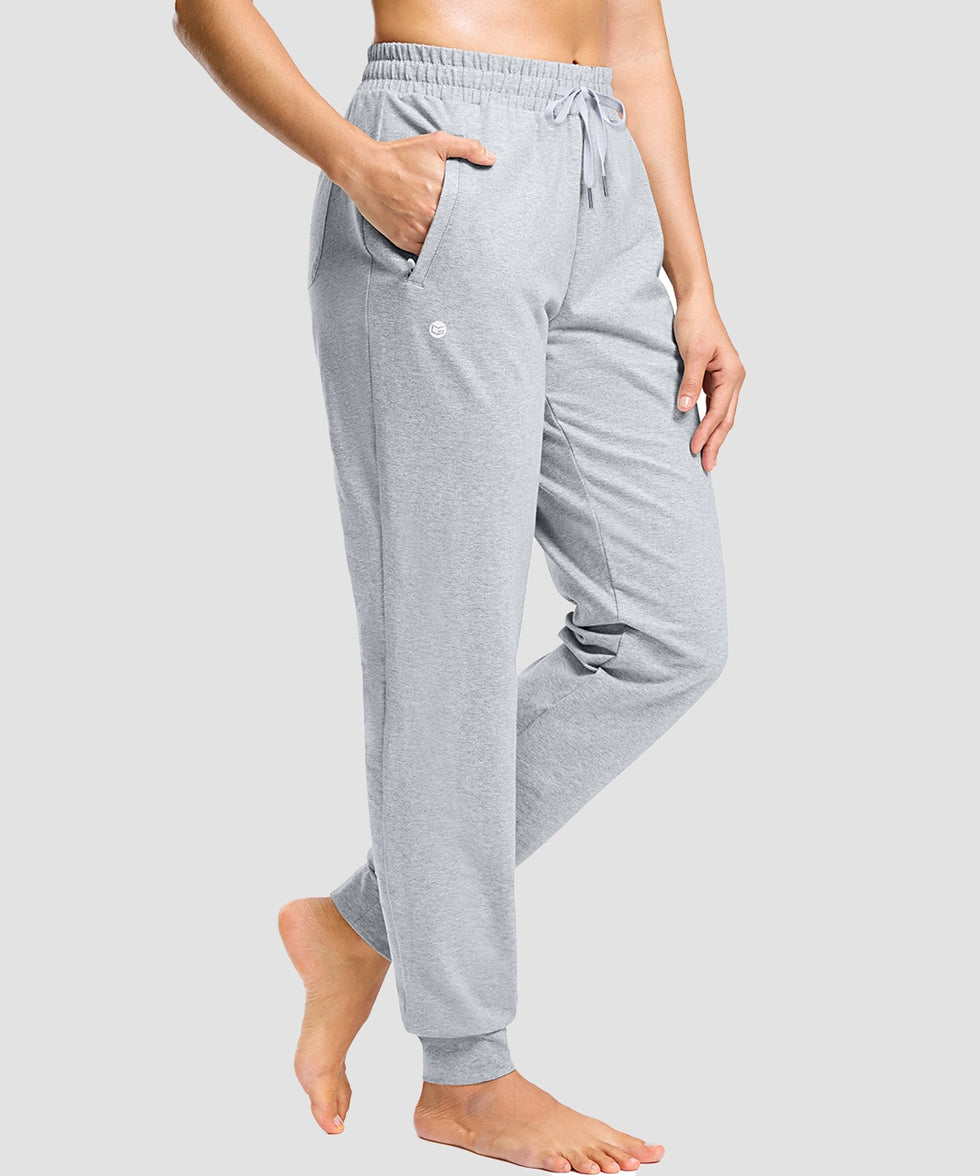 tall zip pockets cotton jogger in grayish white - side view