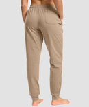 tall zip pockets cotton jogger in khaki - back view