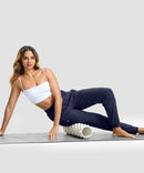 tall zip pockets cotton jogger in navy - on model