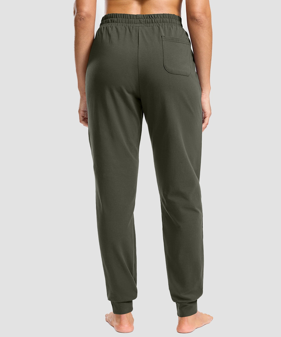tall zip pockets cotton jogger in olive green - back view
