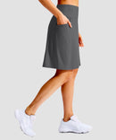 women's 4 pockets knee length golf skort in iron grey - back view