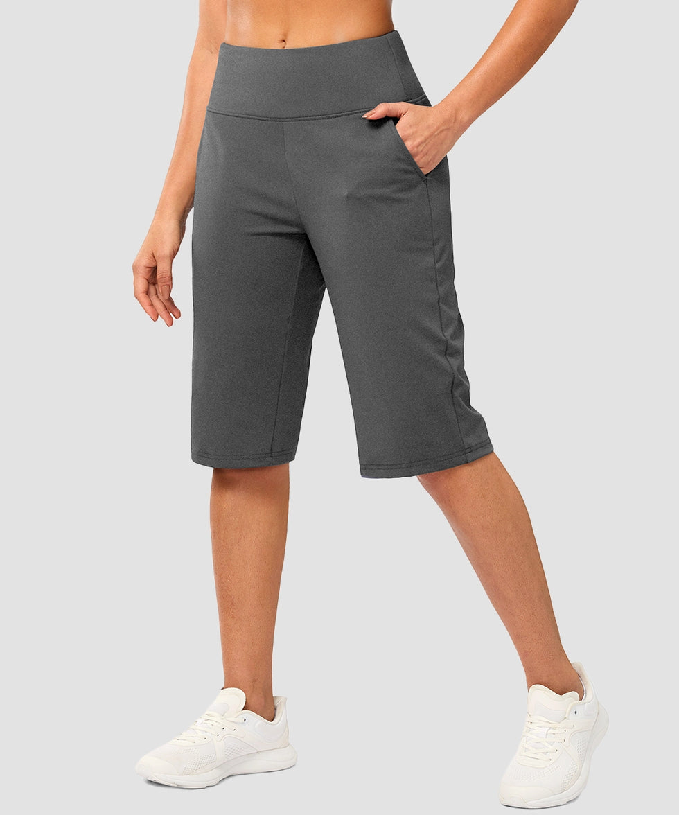 women's bermuda shorts with pockets 14" in heather charcoal - side view