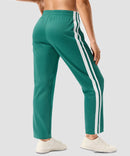 women's contrast stripe zip pockets track pants 28'' in forest green - back view