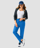 women's contrast stripe zip pockets track pants 28'' in lake blue - matching outfits view